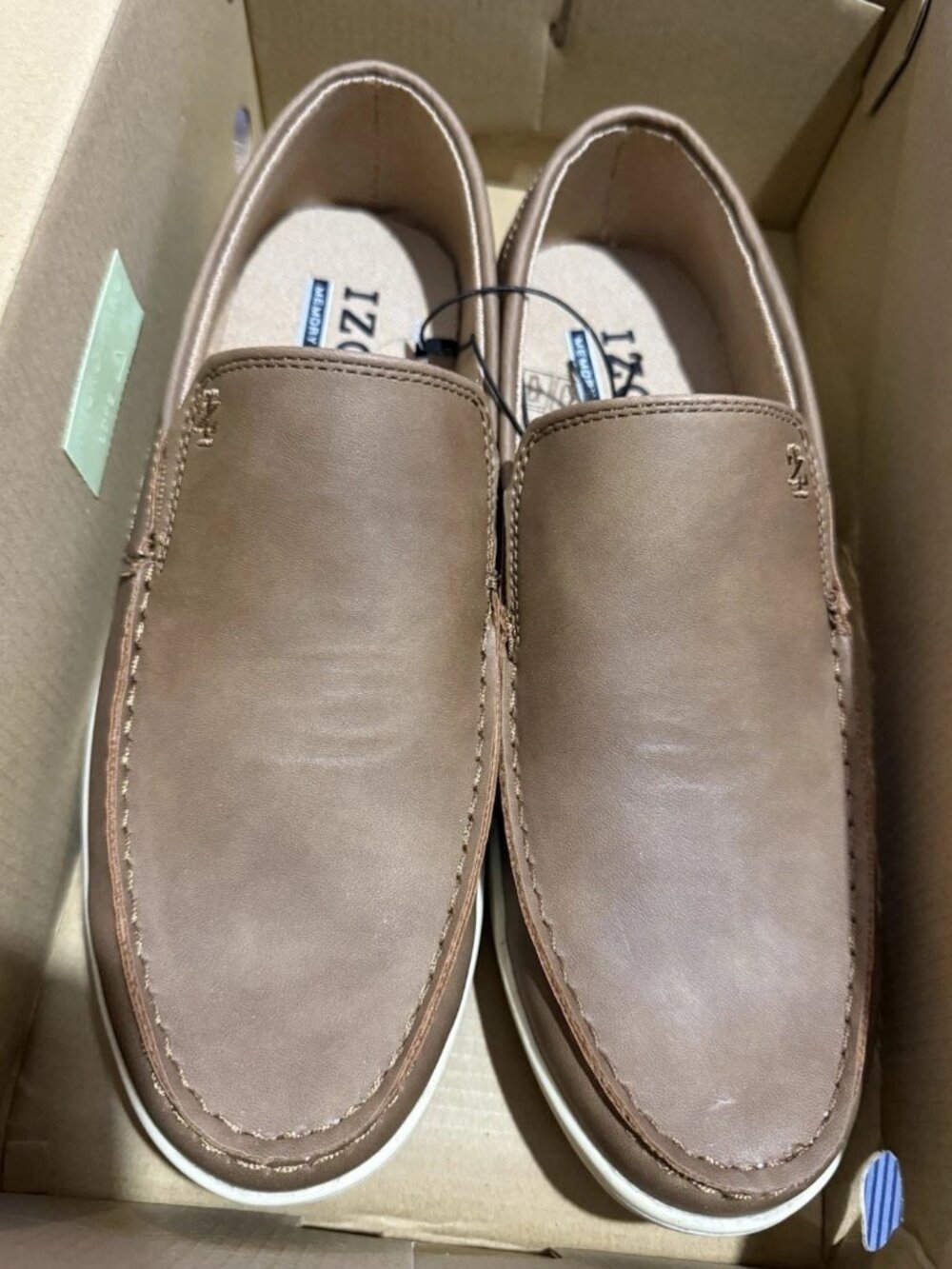 Izod Men's Seapoint Casual Shoes Slip On Comfort New Boxed Light Brown